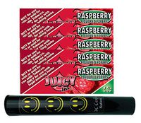 Herb Airtight Tube Pocket Protector with Juicy Jay's Raspberry 1.25 Flavored Hemp Rolling Papers 5 Count DC Crafts Nation- Happy Face