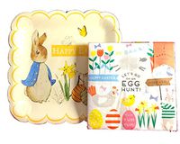 Meri Meri Peter Rabbit Paper Square Large Plates and Napkins Scallop Edges Bundle