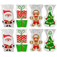 Set of () Christmas Cello/Cellophane/Loot Treat Bag w/Ties – 4 Holiday Designs! (160 Bags)
