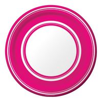Creative Converting Coordinates Collection 8 Count Round Paper Dinner Plates, Hot Magenta Stripe