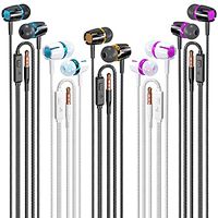 Wired Earbuds 5 Pack, Earbuds Headphones with Microphone, Earphones with Heavy Bass Stereo Noise Blocking, Compatible with iPhone and Android Devices, iPad, MP3, Fits All 3.5mm Interface Devices