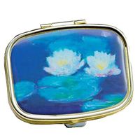 From There to Here Pill Box - Waterlilies Design- Metal, 2-Compartment