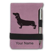 Mini Notepad, Dachshund Dog, Personalized Engraving Included (Pink)