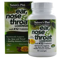 NaturesPlus Adult's Ear Nose Throat Lozenge with K12 Probiotics - 60 Lozenges - Natural Tropical Cherry Berry Flavor - Supports Ear, Nose and Throat and Immune Function - Gluten-Free - 30 Servings