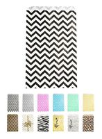 Novel Box Black Chevron Print Paper Gift Candy Jewelry Merchandise Bag Bundle 4X6" (100 Count) + Custom NB Pouch
