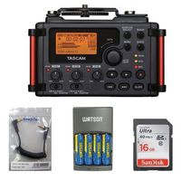 Tascam DR-60DmkII 4-Channel Portable Recorder for DSLR KIT + 16GB SDHC Memory Card Ultra + BeachTek SC35 3.5mm Stereo Output Cable + Watson 4-Hour Rapid Charger with 4 AA NiMH Rechargeable Batteries (2300mAh)