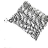 Wash Pot Brush, Putars Stainless Steel Cast Iron Skillet Cleaner Brush Chainmail Scrubber for Cast Iron Pans Removes Burnt-On Crusty Dried Food
