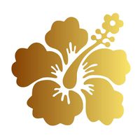 Hawaiian Hibiscus Flower [Pick Any Color] Vinyl Transfer Sticker Decal for Laptop/Car/Truck/Window/Bumper (3in x 2.8in (Laptop Size), Gold)