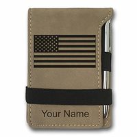 Mini Notepad, Flag of The United States, Personalized Engraving Included (Light Brown)