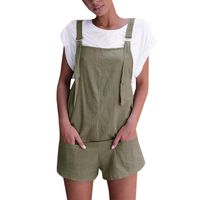 Women Jumpers Shorts Pants Pockets Strappy Romper Working Overalls Trousers Hemlock (L, Green)
