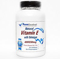 Natural Vitamin E 400IU with Selenium 50mcg // 200 Capsules // Pure // by PureControl Supplements