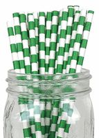 25pcs Rugby Stripe Party Paper Straws Forest Green - Excellent Home Decor - Indoor & Outdoor
