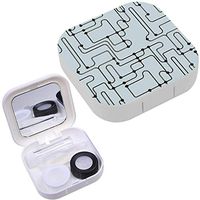 Portable Contact Lens Case Box Travel Kit Mirror + Bottle + Tweezers Container Holder [ Monochrome Subway ]