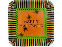 8-Count Square Paper Dinner Plates, Halloween Spooky Spiders
