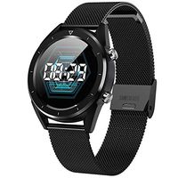NO.1 DT28 Smart Watch 1.54 inch Nordic NRF52832 64KB RAM 512KB ROM Heart Rate Monitor Step Count Sedentary Reminder IP68 Built-in 230mAh for Andriod iOS Phones (Black+Steel Strap)