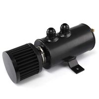 Top10 Racing Universal 10AN Aluminum Baffled Oil Catch Can with Drain Valve 2 Ports Brushed Reservoir Tank with Breather Filter 750ml Black