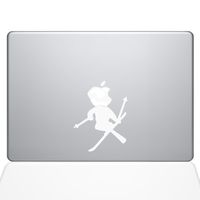 The Decal Guru Skiing Decal Apple Decal Vinyl Sticker, 13" MacBook Pro (2015 & Older Models), White (1636-MAC-13P-W)