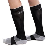 CoreSport Athletic Performance Compression Socks - 15-20mmHg Mild Graduated Compression (Black, Large)