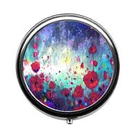 Qien BaiSei Watercolor Beautiful Flowers Pill Box/Pill Case-Round Pill Box/Case- Three-Compartment Pill Box/Pill Case
