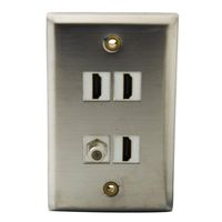 YinXiong Stainless Steel Metal Solid Style 3 Ports HDMI 1 Port F Head RG6 Wall Plate With Backside Female To Female Connector (3HDMI+1F)