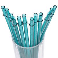 Dakoufish BPA-Free 12 Piece 11 Inch Reusable Clear Plastic Glitter Sparkle Drinking Straw Plus one Cleaning Brush（Teal，11inch）