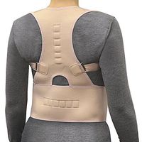 Medical-Grade Adjustable Magnetic Posture Support Back Brace - Relieves Neck, Back and Spine Pain - Improves Posture (Tan)