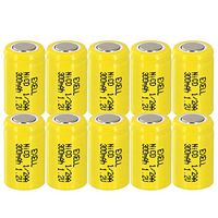 10x Exell 1/2AA NiCD 300mAh 1.2V Flat top Rechargeable Battery