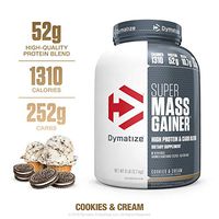 Dymatize Super Mass Gainer Protein Powder, 1310 Calories & 52g Protein, Gain Strength & Size Quickly, 10.7g BCAAs, Mixes Easily, Tastes Delicious, Cookies & Cream, 6 lbs