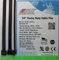 Cable Zip Ties 150pcs Heavy Duty 120lb 24" UV Resistant Black - Made in the USA