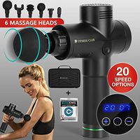 Massage Gun Handheld Electric Body Massager Professional Vibration Deep Tissue Muscle Massager with 20 Speeds & 6 Massage Heads (Black)