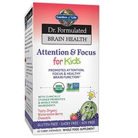 Garden of Life Dr. Formulated Brain Health Attention & Focus for Kids - Watermelon Berry Flavor 60 Chewable Tablets