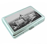 Washington DC USA Monuments S6 Silver Cigarette Case Metal Wallet Id Holder 4" X 2.75" RFID Protection