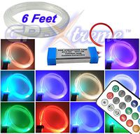 6 Feet RGB LED Fiber Optic Decoration Universal fit Atmosphere Light Strip for Car Door / Dash Board / Foot Well Interior Floor with Remote + 2 Drivers