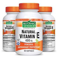Botanic Choice Natural Vitamin E - Adult Daily Supplement - Promotes Cardiovascular and Circulatory Health Delivers Antioxidants to Fight Off Free Radical Damage 60 Softgels