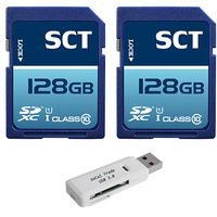 SCT 2-Piece 128GB SDXC Class 10 Flash Memory Card with USB 3.0 MicroSD Memory Card Reader - Retail Packaging