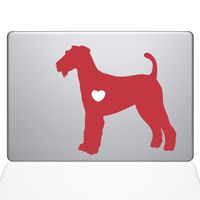 The Decal Guru I Love My Airedale Terrier Decal Vinyl Sticker, 11" MacBook Air, Red (1471-MAC-11A-DR)