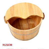 ERHANG Foot Massagers Pedicure Basin Flat Cedar Foot Bath Tub with Cover Massage Barrel Household Cleaning Supplies,K