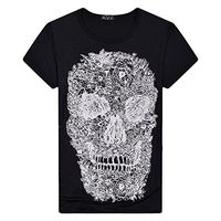 XGUMAOI Men Tees Shirt 3D Skull Printing Short Sleeve Blouse T-Shirt Tops (M, Black)