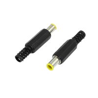 uxcell 2Pcs 4.3 x 6mm Male DC Power Jack Connector Black Yellow Silver Tone