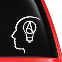 EvolveFISH The Thinking Atheist Symbol Decal Vinyl Car Laptop Sticker White 5" x 4"