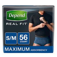 Depend Real Fit Incontinence Underwear for Men, Maximum Absorbency, Disposable, S/M, Blue, 56 Count