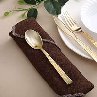 Tableclothsfactory 24 Pack Disposable Plastic Spoons | 7"| Gold | BPA Free | Hammered Design