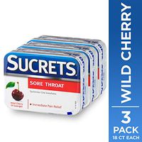 Sucrets Sore Throat Lozenges, Wild Cherry Flavor, 3 Pack, 18 Count Each