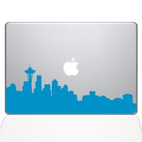 The Decal Guru Seattle City Skyline Decal Vinyl Sticker, 11" MacBook Air, Light Blue (2332-MAC-11A-LB)