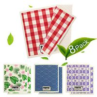 Natural Swedish Dishcloths Sponge 8Pack, Absorbent Kitchen Cleaning Cloths, Reusable Biodegradable Compostable Cellulose Cloth Sponges for Dishes, 4 Vibrant Designs