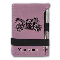 Mini Notepad, Sport Bike, Personalized Engraving Included (Pink)