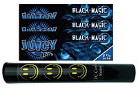 Herb Airtight Tube Pocket Protector with Juicy Jay's Black Magic 1.25 Flavored Hemp Rolling Papers 3 Count DC Crafts Nation- Happy Face