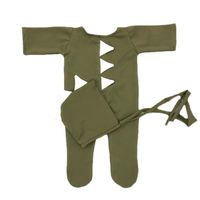 Baby Photography Props Boy Girl Photo Shoot Outfits Newborn Crochet Costume Infant Knitted Clothes Dinosaur Hat Rompers (Green)