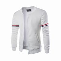 Han Shi Hoodies, Men Fashion Zipper Autumn Winter Ribbon Print Casual Jacket Coat Tops (L, White)