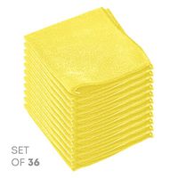 Super Soft Microfiber Cleaning Cloth - Set of 36 Yellow Washcloths - 12 x 12 Inches - By Etienne Alair
